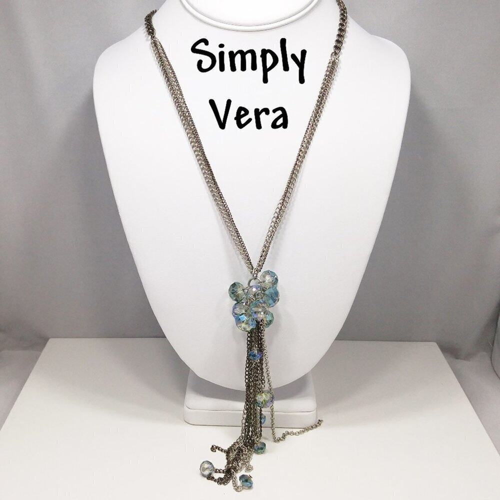 Simply Vera Aurora Borealis Crystals Long Necklace, 33 Inches